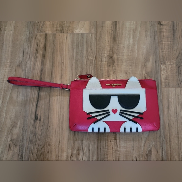 Karl Lagerfeld Handbags - Karl Lagerfeld Paris Women's Red Choupette Card Wristlet